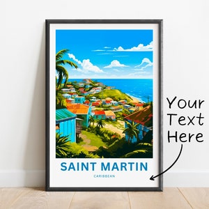 Personalized Saint Martin Travel Print - Saint Martin poster, Caribbean Wall Art, Framed present, Gift Sint Maarten Present
