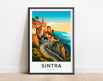 Sintra Travel Print - Cartel de Sintra, Portugal Wall Art, Presente enmarcado, Regalo Portugal Presente