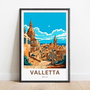 Valletta Travel Print - Valletta poster, Malta Wall Art, Framed present, Gift Malta Present