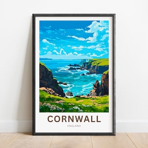Cornwall Travel Print - Cornwall poster, England Wall Art, Framed present, Gift England Present