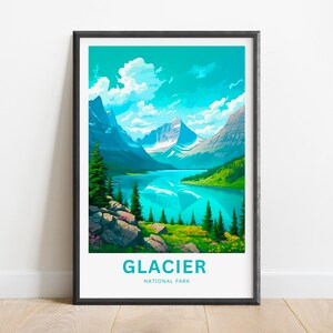 Glacier National Park Travel Print - Glacier National Park poster, Montana Wall Art, Framed present, Gift Montana Present