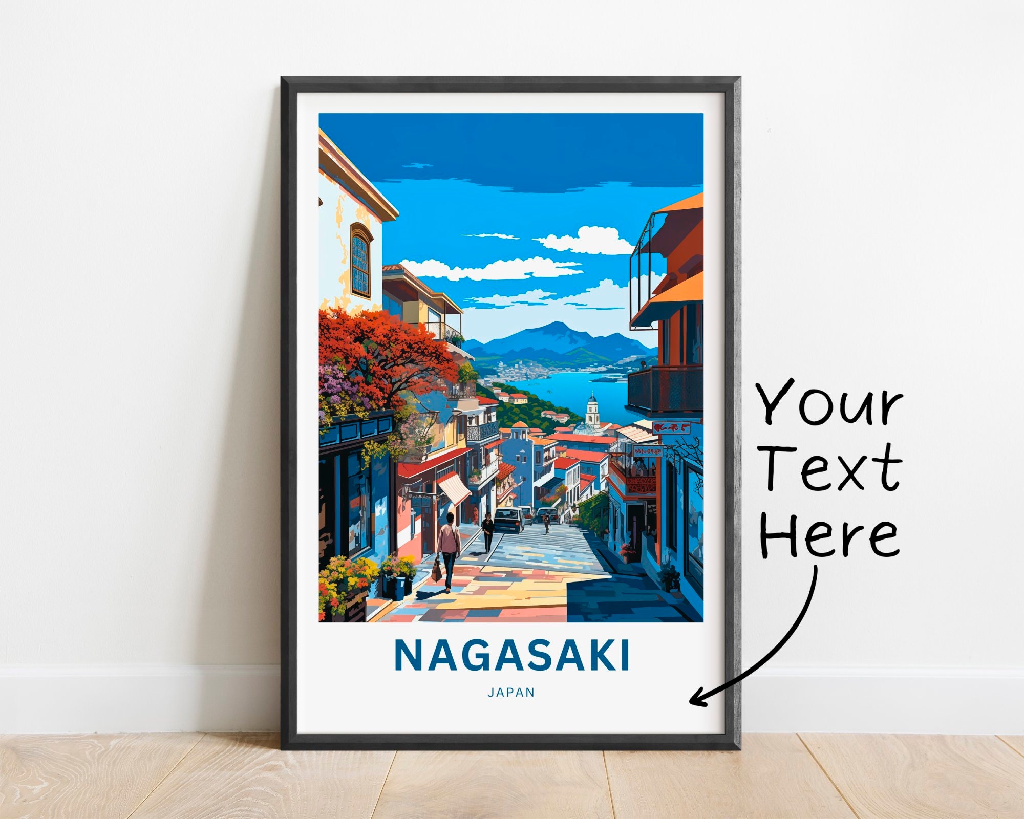 Personalized Nagasaki Travel Print - Nagasaki Poster, Japan Wall