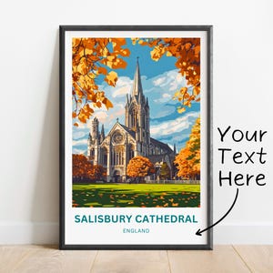 Personalized Salisbury Cathedral Travel Print - Killarney National Park poster, England Wall Art, Framed present, Gift England Present