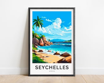 Seychelles Travel Print - Seychelles poster, Africa Wall Art, Framed present, Gift Africa Present