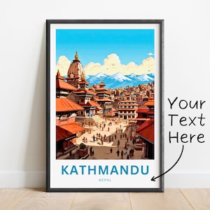 Personalized Kathmandu Travel Print - Kathmandu poster, Nepal Wall Art, Framed present, Gift Nepal Present