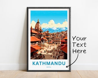 Personalized Kathmandu Travel Print - Kathmandu poster, Nepal Wall Art, Framed present, Gift Nepal Present