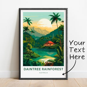 Personalized Daintree Rainforest Travel Print - Daintree Rainforest poster, Queensland Wall Art, Framed present, Gift Australia Present
