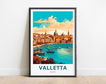 Valletta Travel Print - Valletta poster, Malta Wall Art, Framed present, Gift Malta Present