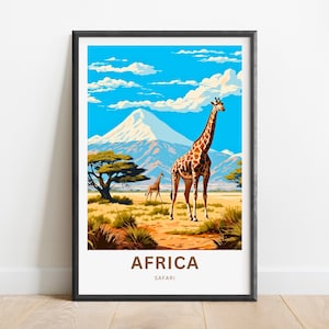 Africa Safari Travel Print, Africa Safari poster, African Wall Art, Framed present, Gift Africa Present, Customize Your Text
