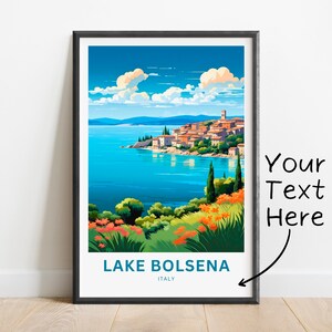 Personalized Lake Bolsena Travel Print - Lake Bolsena poster, Italy Wall Art, Framed present, Gift Italy Present