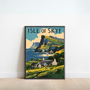 Isle of Skye Vintage Travel Poster - Isle of Skye Print, Scotland Wall Art, Framed, Gift Scotland Present