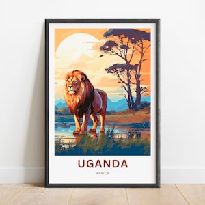 Uganda Travel Print - Uganda poster, Africa Wall Art, Framed present, Gift Africa Decor Present, Customize Your Text