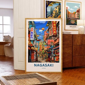 Carte Ancienne De Nagasaki 1860 Reproduction - Décoration Murale Vintage, Style Antique, Prêt à Accrocher