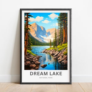Dream Lake Travel Print - Dream Lake poster, National Park Wall Art, Decor, Framed present, Gift Colorado Present