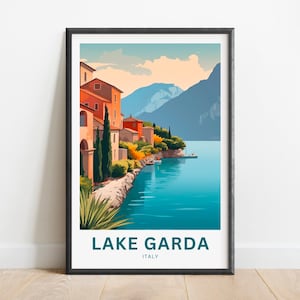 Lake Garda Travel Print - Lake Garda poster, Italy Wall Art, Framed present, Gift Italy Present