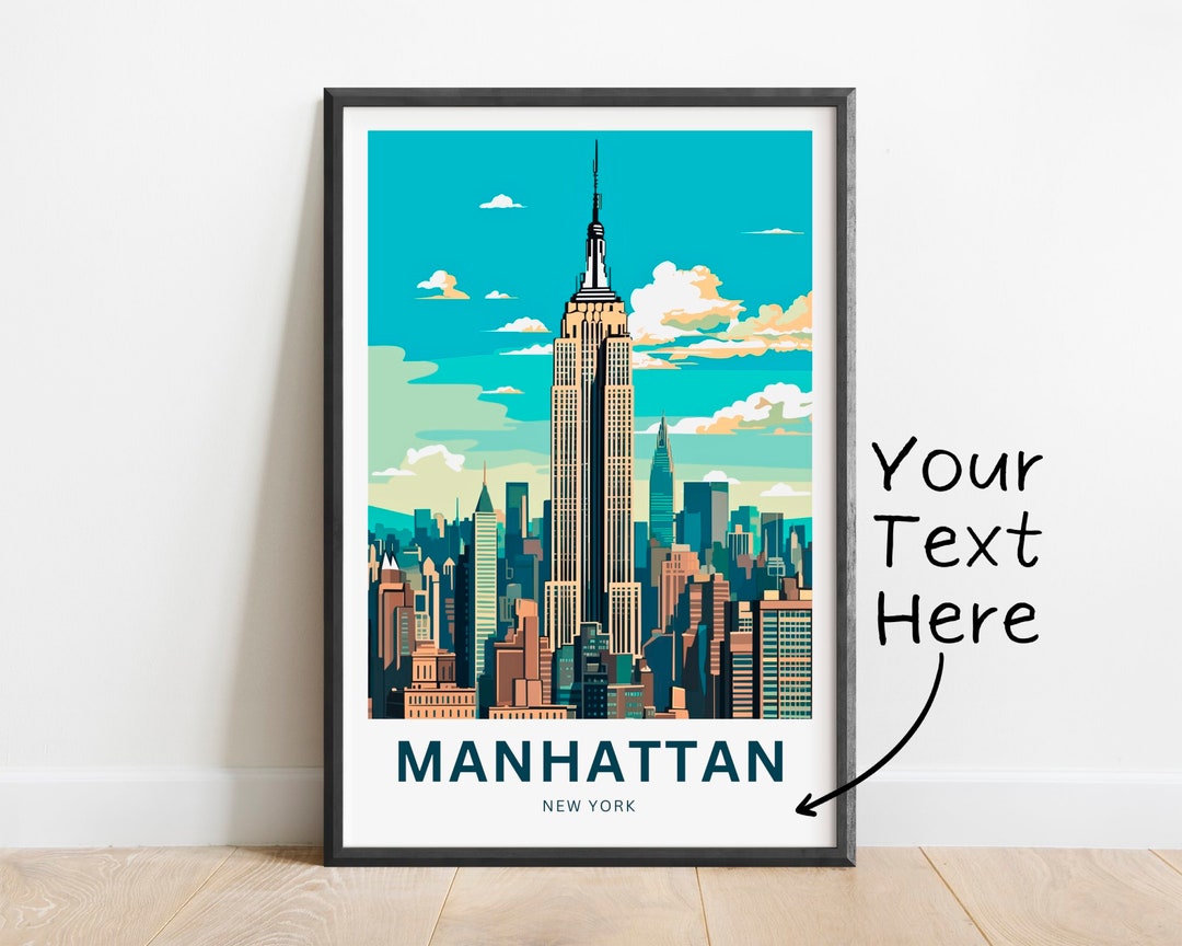 Personalized Manhattan Travel Print Manhattan Poster New Etsy
