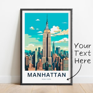 Personalized Manhattan Travel Print - Manhattan poster, New York Wall Art, Framed present, Gift New York Present