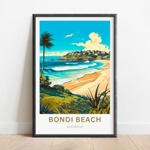Bondi Beach Travel Print - Bondi Beach poster, Australia Wall Art, Framed present, Gift Australia Present