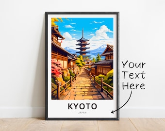 Gepersonaliseerde Kyoto-reisafdruk - Kyoto-poster, Japanse muurkunst, ingelijst cadeau, cadeau Japan cadeau