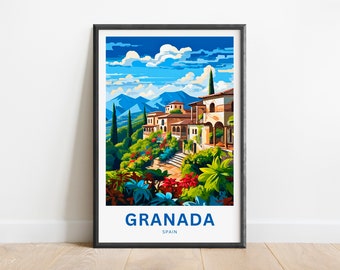 Granada Travel Print - Granada poster, Spain Wall Art, Framed present, Gift Spain Present