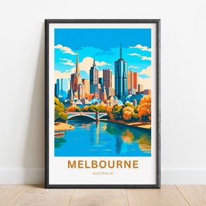 Melbourne Travel  Print - Melbourne poster, Australia Wall Art, Framed present, Gift Australia Present Decor, Customize Your Text