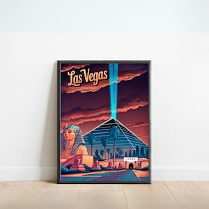 Las Vegas Luxor Vintage Travel Print - Las Vegas Vintage Wall Art, Framed present, Gift Nevada Present