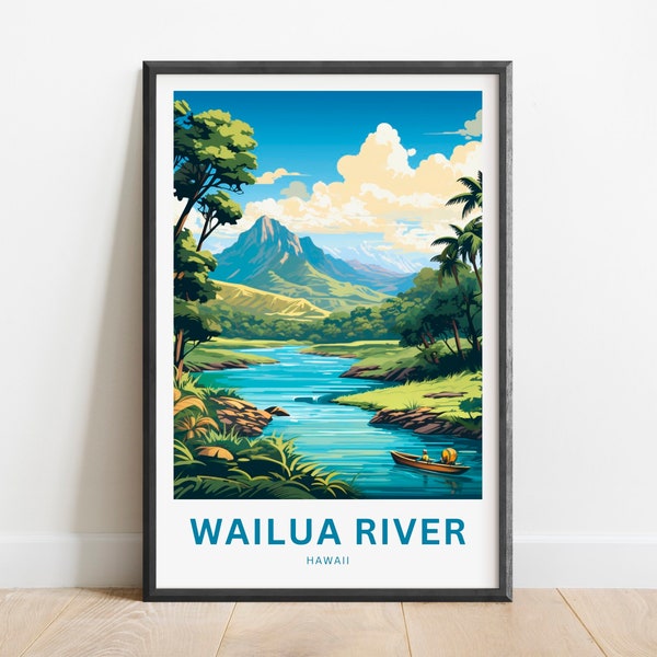 Wailua River Travel Print - Wailua River poster, Hawaii Wall Art, Framed present, Gift Hawaii Present