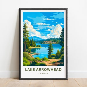 Lake Arrowhead Travel Print - Lake Arrowhead poster, California Wall Art, Framed present, Gift California Present