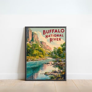 Buffalo River Vintage Reiseplakat - Buffalo River Druck, Arkansas Wandkunst, gerahmt, Geschenk Arkansas Geschenk