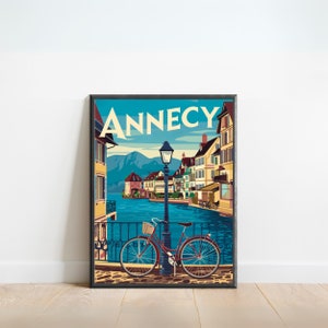 Annecy Vintage Travel Poster - Annecy print, France Vintage Wall Art, Framed present, Gift France Present