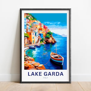 Lake Garda Travel Print - Lake Garda poster, Italy Wall Art, Framed present, Gift Italy Present