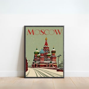 Moscow Vintage Travel Poster - Moscow Print, Russia Wall Art, Framed, Gift Russia Present