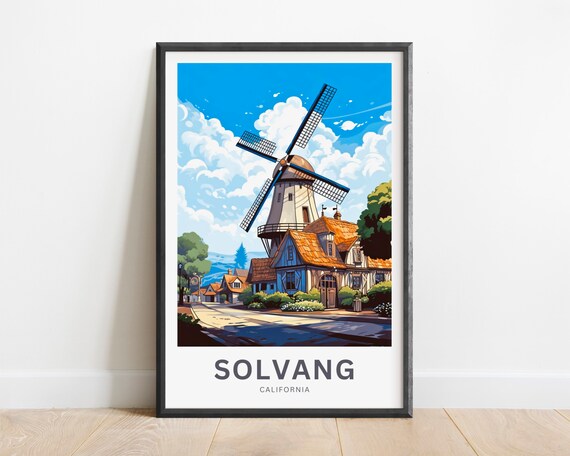 Solvang Travel Print - Solvang Poster, California Wall Art, Framed