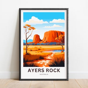 Ayers Rock Travel Print - Ayers Rock poster, Australia Wall Art, Framed present, Gift Australia Present