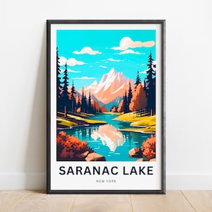Saranac Lake Travel Print - Saranac Lake poster, New York Wall Art, Framed present, Gift New York Present