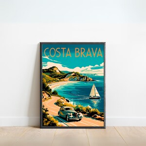 Costa Brava Vintage Travel Poster - Costa Brava Print, Spain Wall Art, Framed, Gift Spain Present
