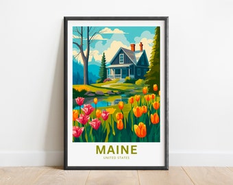 Stampa del Giardino Botanico del Maine: Poster di viaggio moderno