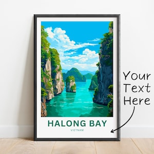 Personalized Halong Bay Travel Print - Halong Bay poster, Vietnam Wall Art, Framed present, Gift Vietnam Present