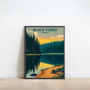 Schwarzwald Vintage Reise Poster - Schwarzwald Druck, Deutschland Wand Kunst, gerahmt, Geschenk Deutschland Geschenk