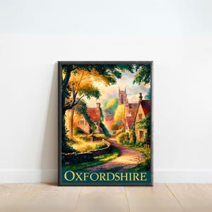 Oxfordshire Vintage Travel Poster - Oxfordshire print, England Wall Art, Framed present, Gift England Present