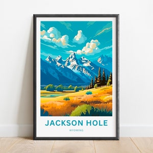Jackson Hole Travel Print - Jackson Hole poster, Wyoming Wall Art, Framed present, Gift Wyoming Present