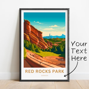 Personalized Red Rocks Amphitheatre Travel Print - Red Rocks Amphitheatre poster, Colorado Wall Art, Framed present, Gift Colorado Present