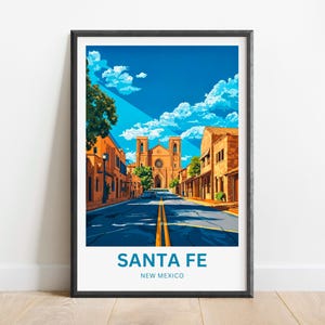 Santa Fe Travel Print - Santa Fe Poster, New Mexico Wandkunst, gerahmtes Geschenk, Geschenk New Mexico