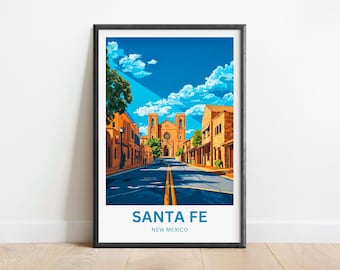 Santa Fe  Travel Print - Santa Fe  poster, New Mexico Wall Art, Framed present, Gift New Mexico Present