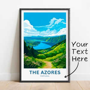 Personalized Azores Travel Print - Azores poster, Portugal Wall Art, Framed present, Gift Portugal Present