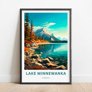 Lake Minnewanka Travel Print - Lake Minnewanka poster, Canada Wall Art, Framed present, Gift Canada Present