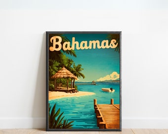 Caribbean Wall Art Print: Bahamas Travel Poster - Modern Minimalist