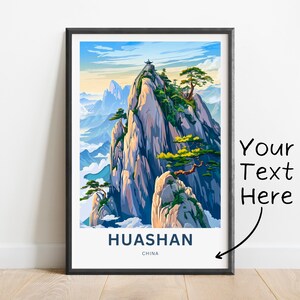 Personalized Huashan Travel Print - Mount Hua poster, China Wall Art, Framed present, Gift China Present