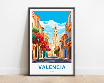 Valencia Travel Print - Valencia poster, Spain Wall Art, Framed present, Gift Spain Present