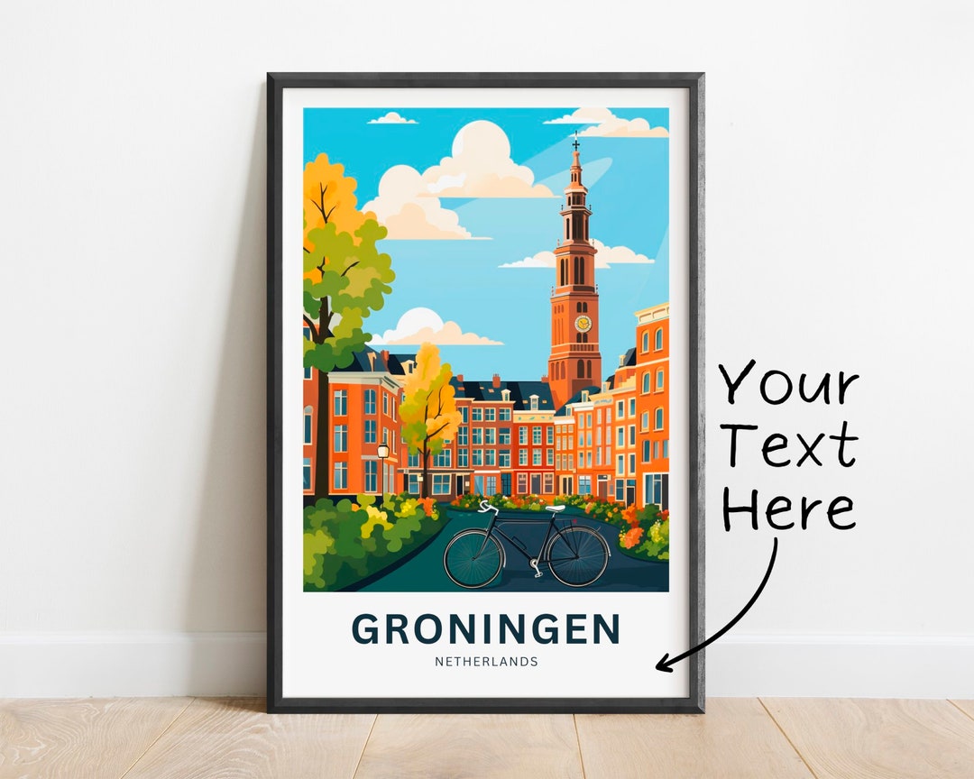 Personalized Groningen Travel Print Groningen Poster, Netherlands Wall Art, Framed Present, Gift